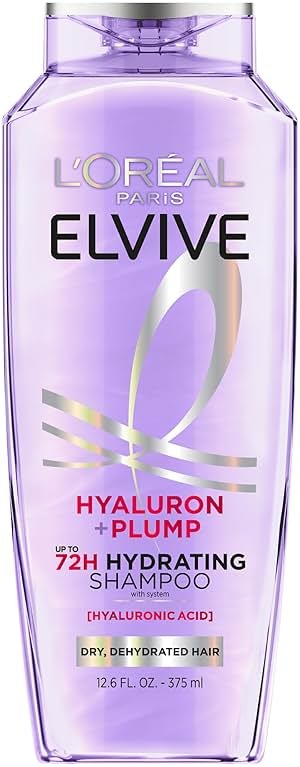 L'Oreal Paris Elvive Hyaluron Plump Hydrating Shampoo for Dehydrated, Dry Hair Infused with Hyaluronic Acid Care Complex, Paraben-Free, 12.6 Fl Oz - Product Image