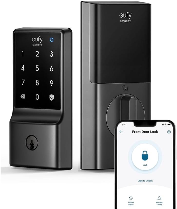 eufy Security Smart Lock C210, Keyless Entry Door Lock, Built-in WiFi Deadbolt, Smart Door Lock, No Bridge Required, Easy Installation, Touchscreen Keypad, App Remote Control, 4 AA Batteries Included - Product Image