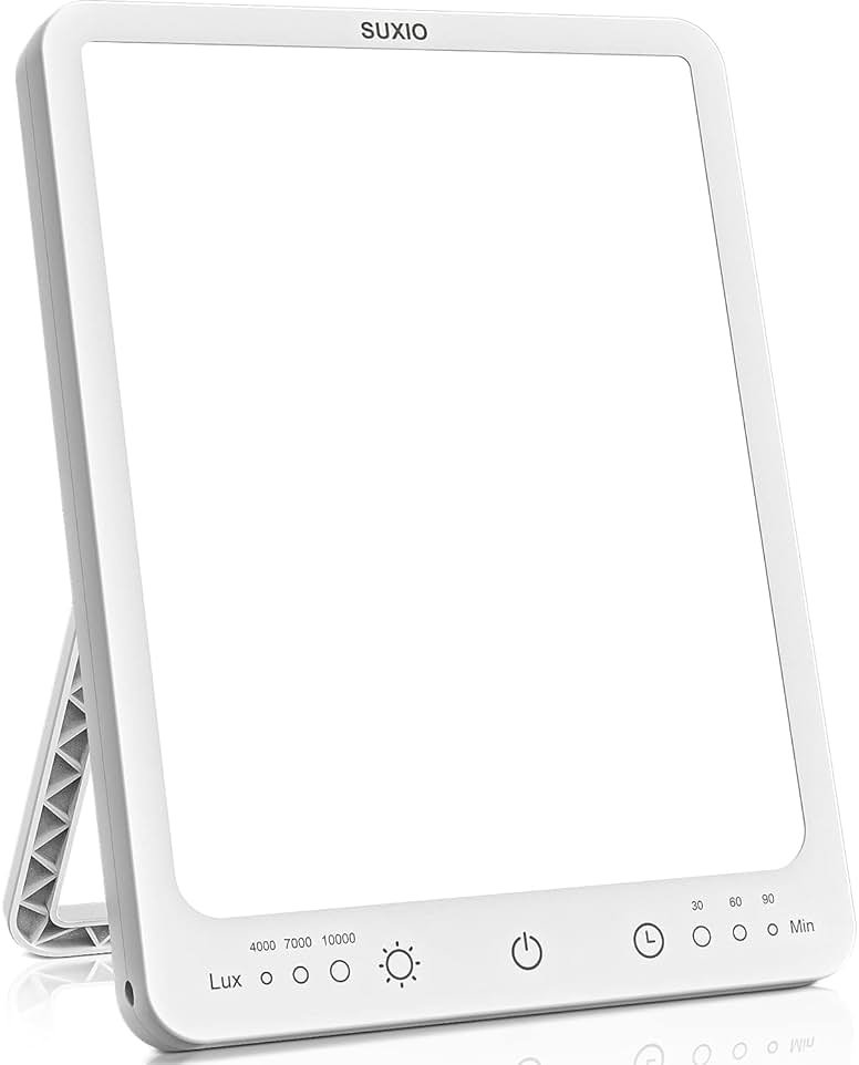 SUXIO Light Therapy Lamp - 10000 Lux Therapy Lights, 3 Timing & Mode Happy Lamp, Touch Control Daylight Lamp with Memory Function, Portable Light Therapy Box for Home/Office Use As Lift Mood - Product Image
