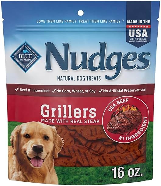 Blue Buffalo Nudges Steak Grillers Natural Dog Treats, Meaty Dog Snacks, Healthy Reward or Training Treat, Made in the USA with Real Beef, No Artificial Preservatives, 16 oz. - Product Image