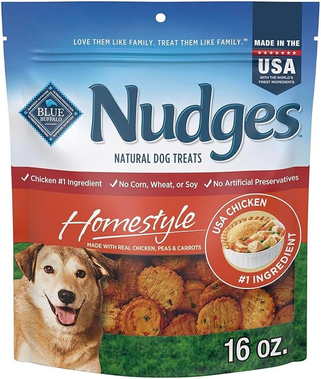 Blue Buffalo Nudges Chicken Homestyle Natural Dog Treats, Pot-Pie-Inspired Recipe, Healthy Reward or Training Treat, Made in the USA with Real Chicken, No Artificial Preservatives, 16 oz. - Product Image
