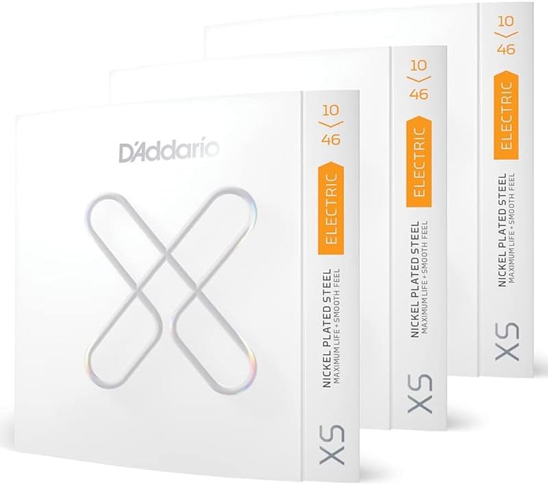 D'Addario Electric Guitar Strings, XS Nickel Coated, XSE1046-3P, Regular Light Gauge 10-46, 6-String Set, Pack of 3 - Product Image