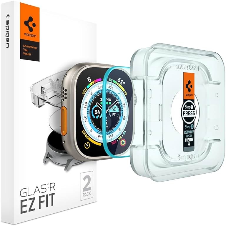 Spigen Tempered Glass Screen Protector [Glas.tR EZ Fit] designed for Apple Watch Ultra 3 / Ultra 2 / Ultra (49mm) - 2 Pack - Product Image