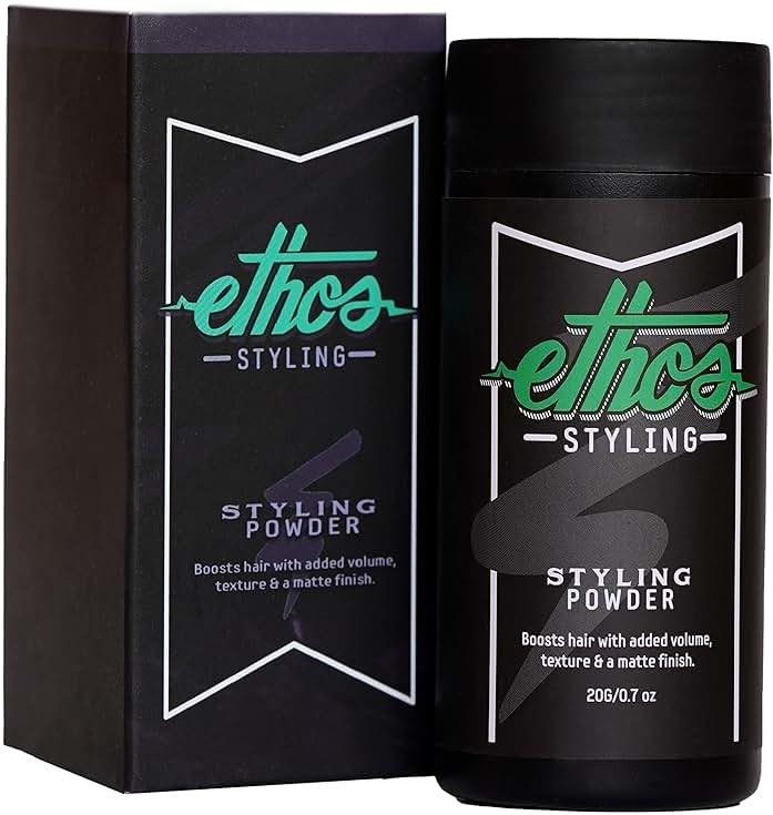 Ethos Styling Texture Powder - Texturizing & Mattifying Hair Powder for Men - Grooming, Volumizing & Hair Styling Products for Extra Volume, Control & Strong All-Day Grip - Matte, Wavy Finish - 20g - Product Image