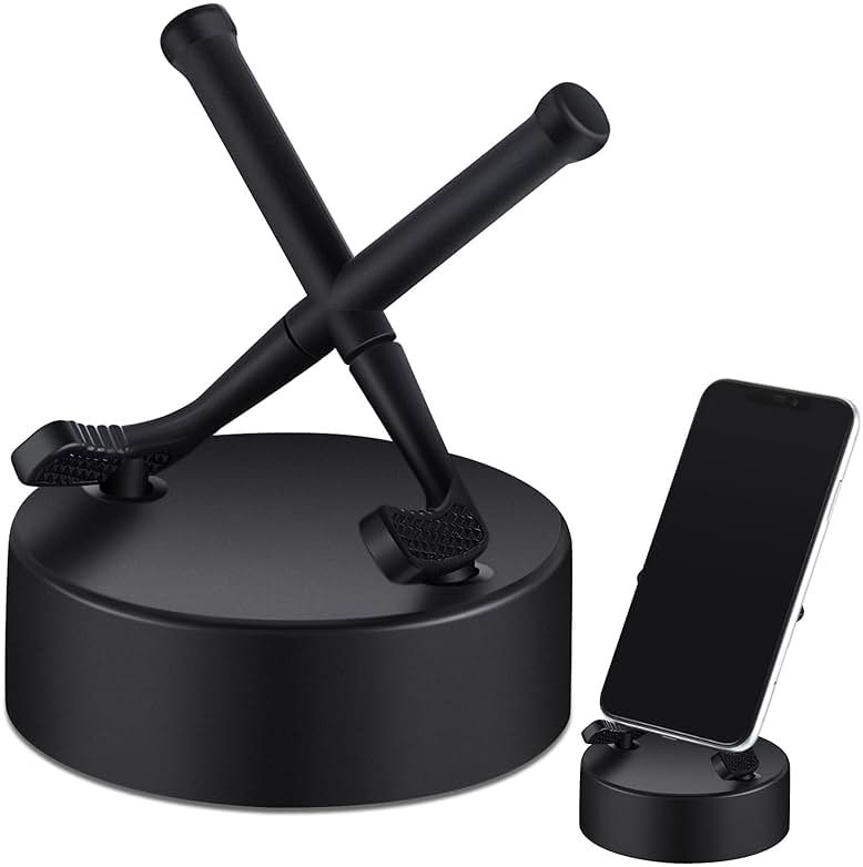 Dunzy Hockey Puck Phone Stand Hockey Cell Phone Stand Universal Smartphone Holder for Desk Accessories Home Office Desktop, Compatible with Most Mobile Phones(2 Pcs) - Product Image
