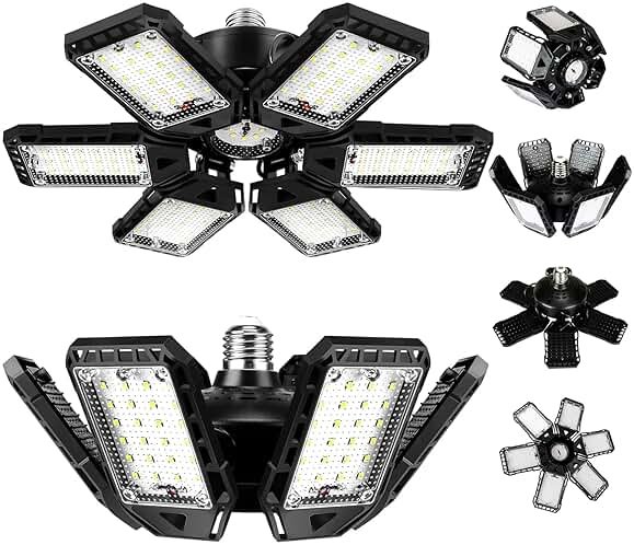 LED Garage Lights Bulb 2 Pack 180W 18000LM 6500K Led Shop Light with 6 Plus 1 Deformable Panels Basement Barn Ceiling Lights for E26/E27 - Product Image
