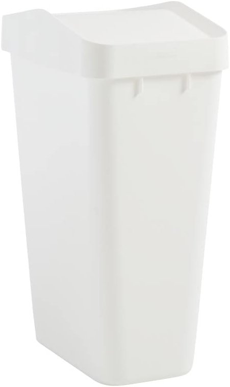 Rubbermaid Swing Top Waste Container for Home and Kitchen, Easy Access Disposal and Slim Modern Trash Can with Lid, 12.2 Gallon Capacity, White - Product Image