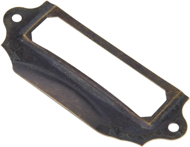 Cyrank 10 Pack File Drawer Label Holder Pull Handle, Antique Bronze Card Holder Drawer Pull Iron Label Holder Pull Handles for Furniture Cupboard Cabinet Drawer, 3.5 x 1.6in - Product Image