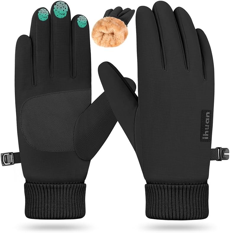 ihuan Winter Waterproof Gloves Cold Weather - Snow Ski Windproof for Men Women, Warm Touchscreen Thermal for Running Cycling - Product Image