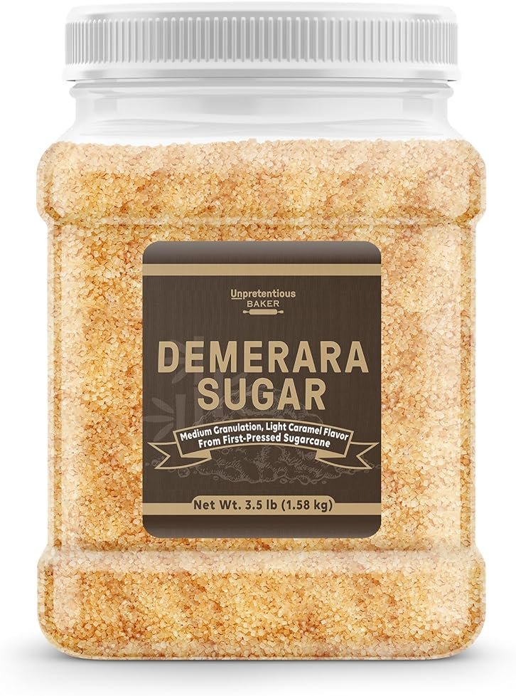 Unpretentious Demerara Sugar 3.5 Pounds, Food Storage, Raw First-Pressed Sugarcane Crystals For Drinks & Baking - Product Image