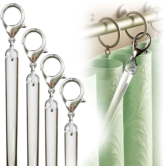 OooWow 36 inch (4 Pack) All Clear Acrylic Curtain Pull Wand - Clear Drapery Pull Rod for Opening-Closing Curtains. Versatile Curtain Wand - Invisible Drapery Wand - (36 Inch) - Product Image