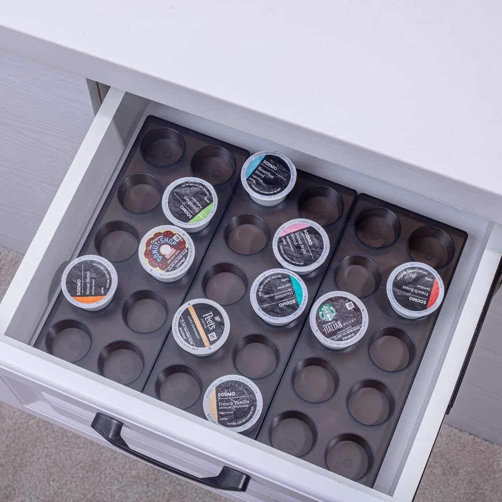 wobivcs Coffee Pod Storage Organizer for Kitchen Drawer Holders 20 K CUP, Premium Plastic Tray With Non-slip mat - Product Image