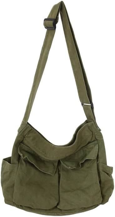 Canvas Messenger Bag Large Crossbody Bag with Multiple Pockets Canvas Shoulder Tote Bag for Women and Men - Product Image