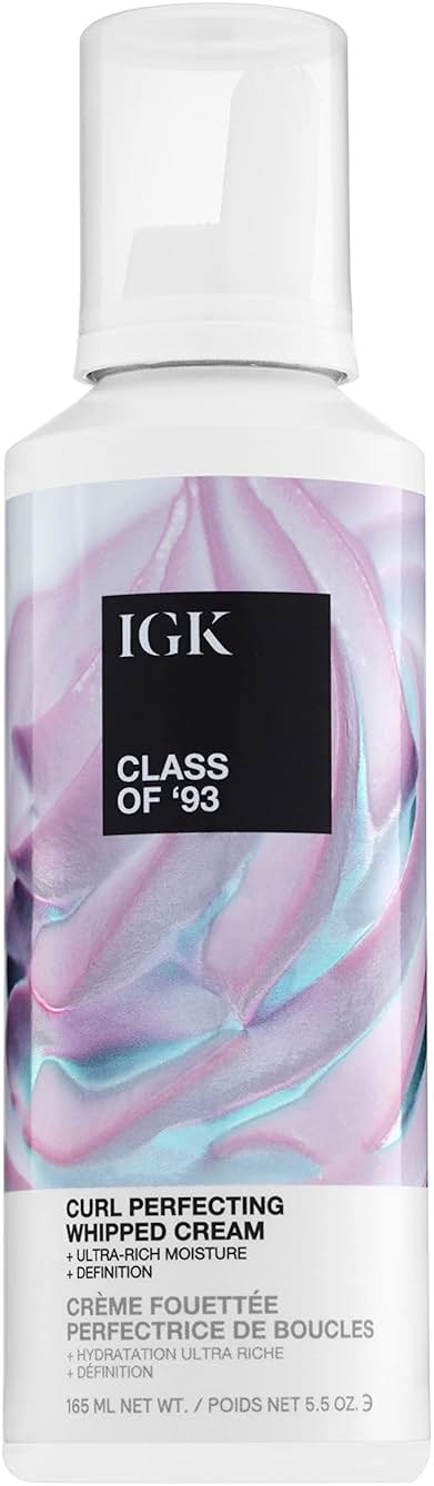 IGK Class of '93 Curl Cream - Whipped Leave-In Conditioner & Curl Defining Styler for Curly, Wavy & Coily Hair, with 10 Butters & Oils, Silicone-Free, Vegan & Cruelty-Free, 5.5 Oz - Product Image