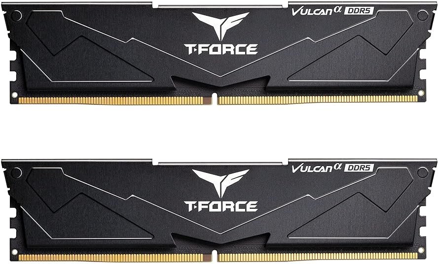 TEAMGROUP T-Force Vulcan Alpha DDR5 Ram 32GB Kit (2x16GB) 5600MHz (PC5-44800) CL40 Desktop Memory Module Ram (Black) AMD Optimized Memory FLABD532G5600HC40BDC01 - Product Image