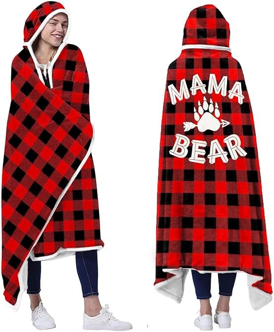 Vprintes Mama Bear Wearable Blanket Hoodie - Gifts for Mom - Mothers Day Gifts for Wife from Husband - Mom Birthday Gift Ideas - Product Image