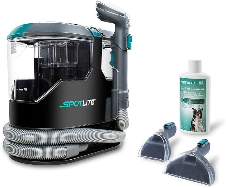 Kenmore KW2001 SpotLite Portable Carpet Spot Cleaner & Pet Stain Remover, 17Kpa Powerful Suction with Versatile Tools for Upholstery, Couches, Car and Auto Detailer, Gray - Product Image
