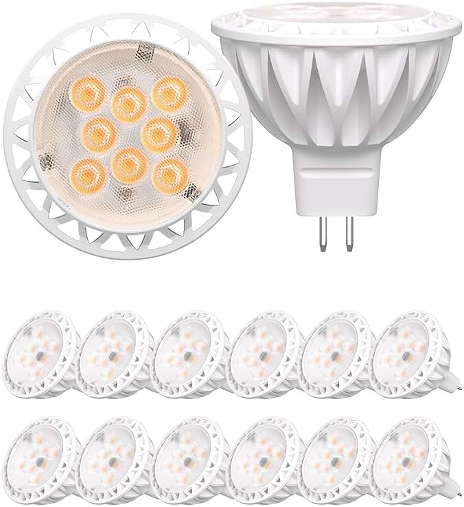 GOHDLAMP 12 Pack MR16 LED Light Bulbs, 50 Watt Equivalent Landscape Light Bulbs, 2700K Warm White 5W 12V Spotlight Bulb, Non-Dimmable, 38 Degree Beam Angle for Landscape, Recessed, Track Lighting - Product Image