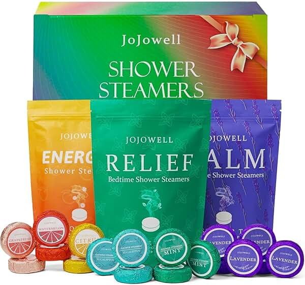 JoJowell Shower Steamers Aromatherapy - 18 Pack Birthday Gifts for Women Men, Fathers Day Gift for Dad Husband from Wife Daughter, Self Care with Natural Essential Oils Relaxation Home SPA - Product Image