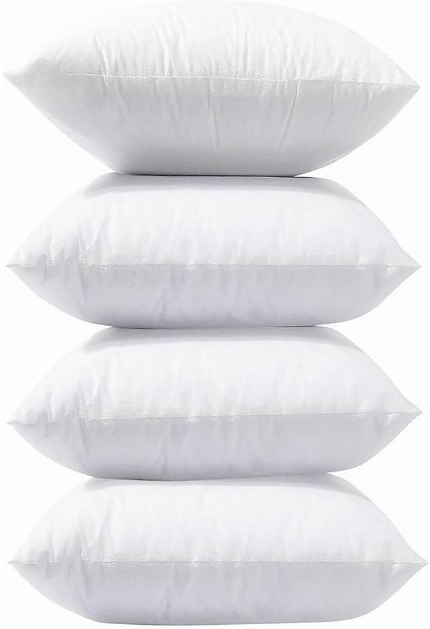LANE LINEN 4 Pack 18x18 White Throw Pillow Inserts for Decorative Pillow Covers, Couch Pillows for Living Room, Fluffy Pillows for Bed - Product Image
