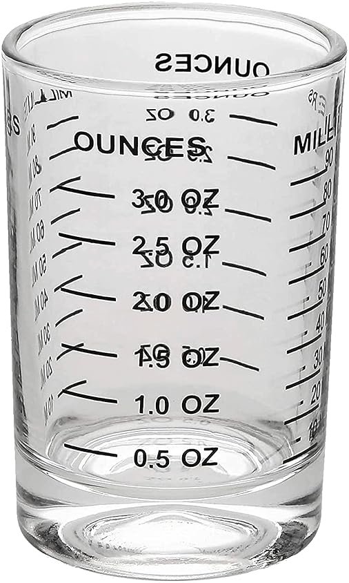 OGGI Measuring Shot Glass with Measuring Lines, 3oz / 90ml - Bartender Accessories, Jigger for Bartending, Shot Glass Measuring Cup with Ounces & Milliliters - Product Image