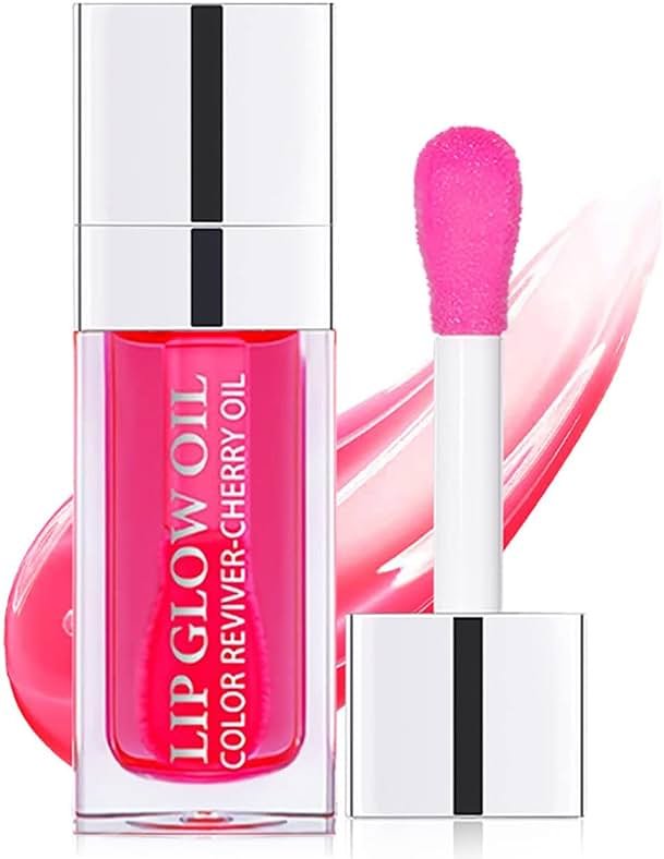 Alisesun Lip Oil Hydrating Tinted Lip Balm, Plump Lip Gloss Lip Care Transparent Toot Lip Oil Tinted (015# Cherry Red) - Product Image