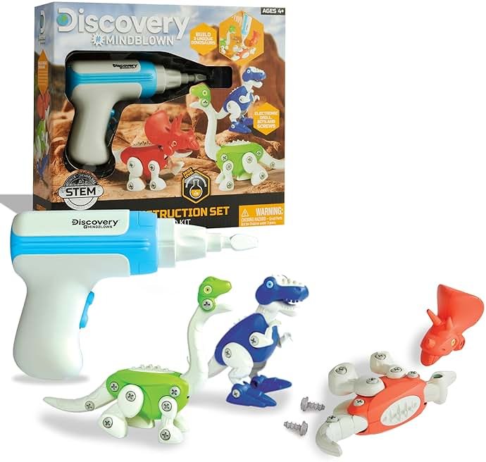 Discovery™ Dinosaur Construction Set, 90-Piece Action Model Build Kit, Kid-Safe Electronic Tools & Screws, Create T-Rex Triceratops, Prehistoric Monster Learning STEM Toy for Paleontologists - Product Image