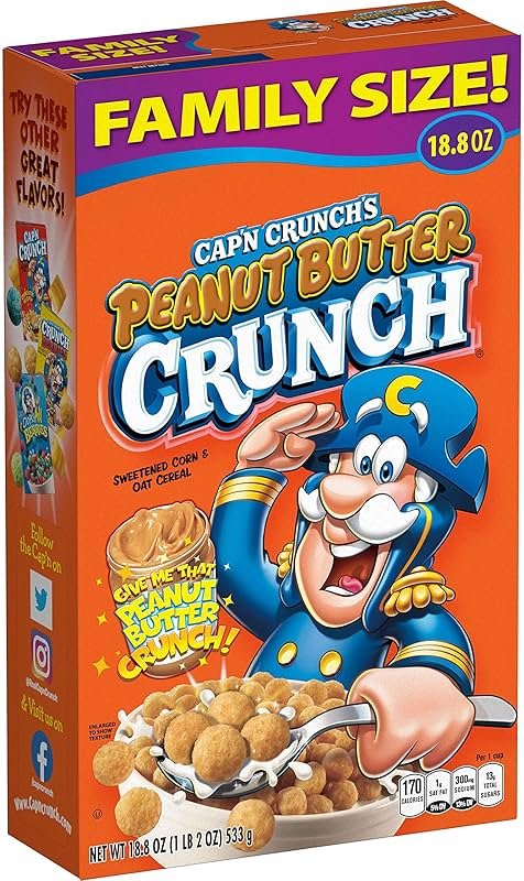 Cap'n Crunch Cereal, Peanut Butter, 18.8oz Box, Packaging May Vary - Product Image