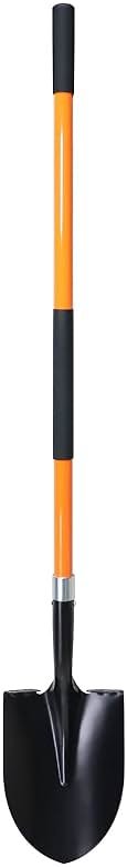 VNIMTI Heavy Duty Gardening Shovel, 56 Inch Round Blade with Fiberglass Handle (Orange) - Product Image