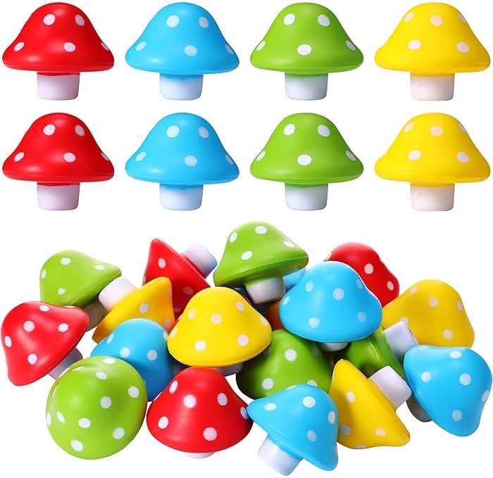 Jerify 20 Pcs Mini Mushroom Stress Balls Toys Halloween Mushroom Party Favors Gifts 1.57 Inch PU Foam Stretchy Stress Relief Fidget Toys Bulk for Adults Anxiety Relaxing (Bright Colors) - Product Image