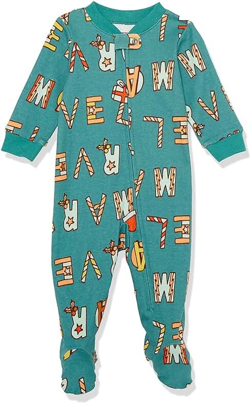 Amazon Essentials Disney | Marvel | Star Wars Unisex Babies' and Toddlers' Snug-Fit Cotton Footed Pajamas, Multipacks - Product Image