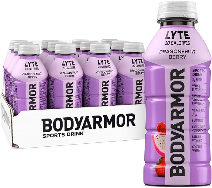 BODYARMOR Lyte Sports Drink Low-Calorie Beverage, Dragonfruit Berry, Coconut Water Hydration, Natural Flavors with Vitamins, Potassium-Packed Electrolytes, 16 Fl Oz (Pack of 12) - Product Image