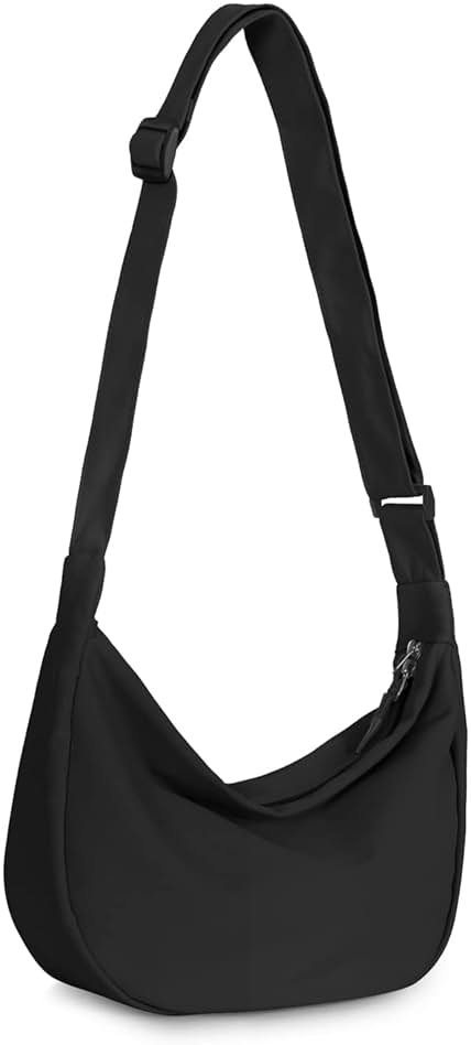 Crossbody Crescent Bag for Women Men Trendy, Crescent Sling Bag with Adjustable Strap, 2 Zippers Lightweight - Product Image