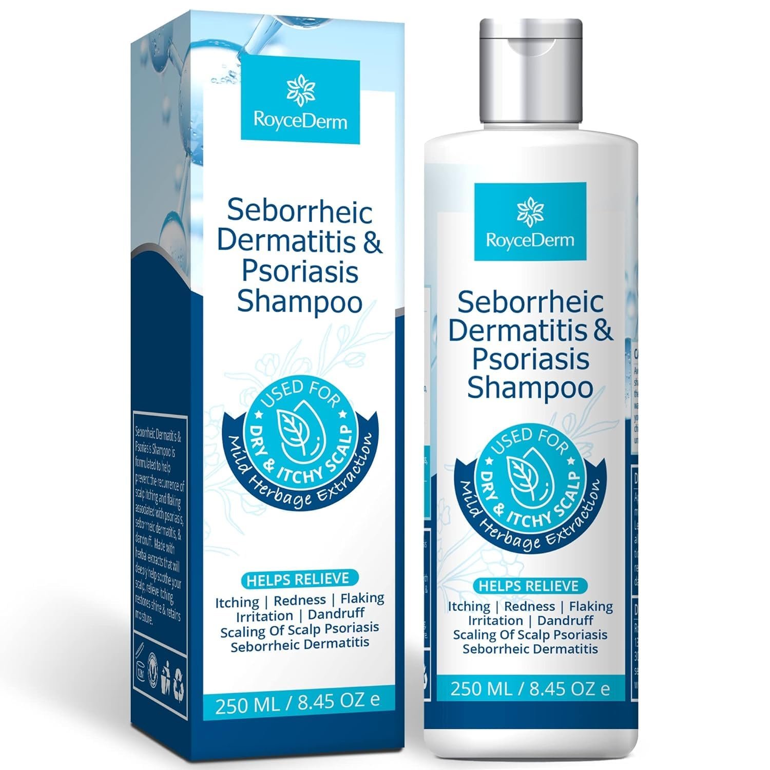 Roycederm Seborrheic Dermatitis & Psoriasis Shampoo for Dandruff - Helps Relieve Itching, Flaking & Scaling, Dry Itchy Scalp - Product Image