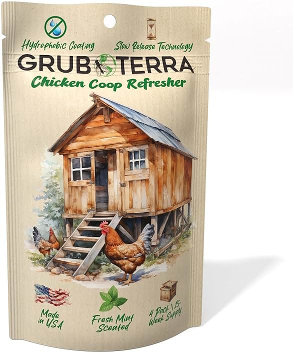 GrubTerra Chicken Coop Odor Eliminator, Coop Refresher & Litter Deodorizer – Zero Odor Neutralizer for Chicken Bedding, Sand, Nesting Pads & Runs - Mint Scent - Product Image