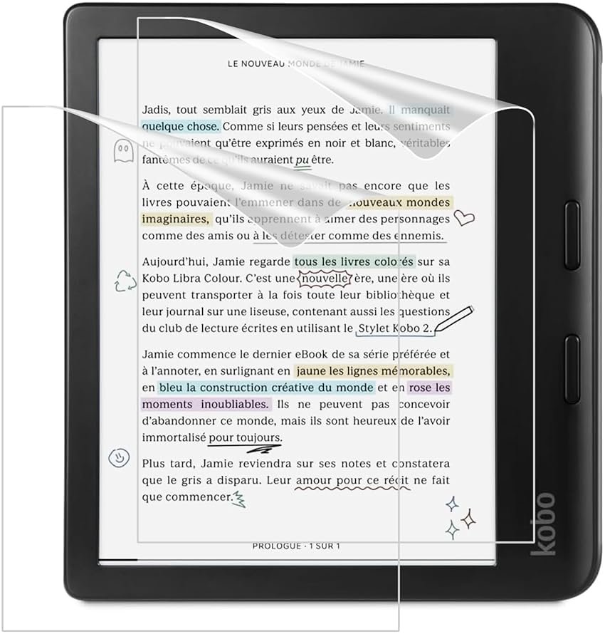 MoKo 2-Pack Matte Screen Protector Fits Kobo Libra Colour 7 Inches 2024/Kobo Libra 2 E-Reader 7" 2021, Premium PET Anti-Glare Screen Protective Film Screen Protector - Product Image