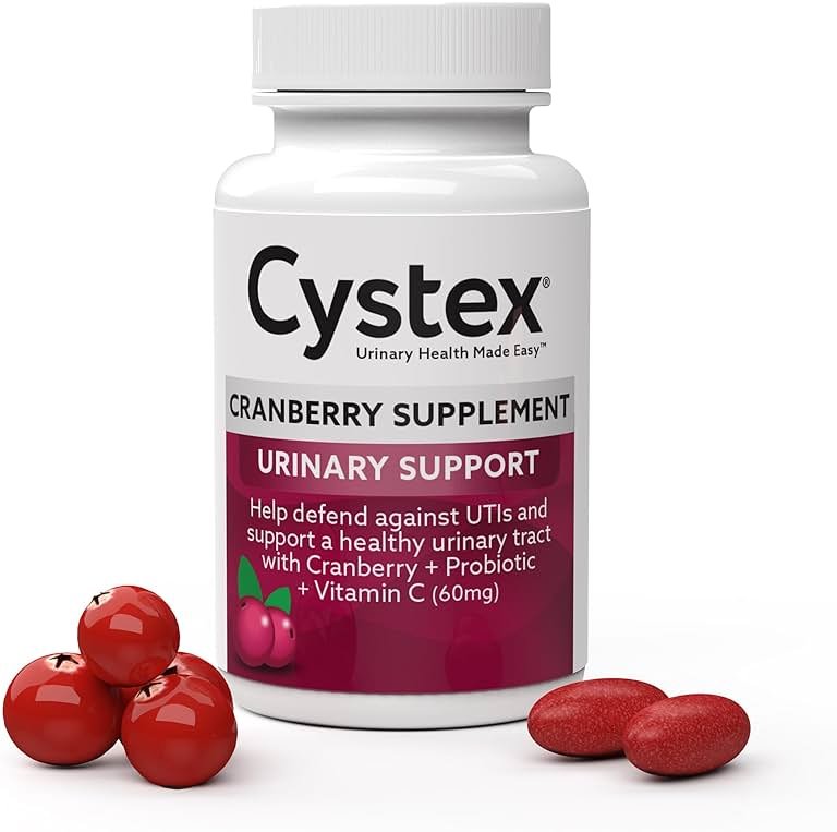Cystex Cranberry Urinary Health Supplement - Cranberry, Probiotics, Prebiotics, & Vitamin C for Urinary Tract & Vaginal Health Support - pH & Yeast Balance - Sugar-Free Daily Health Uses - 75 Caplets - Product Image