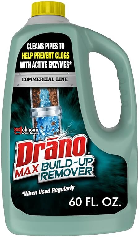 Drano Max Build Up Remover Drain Cleaner, Enzymes & Probiotics Prevents Clogs & Remove Odor-Causing Buildup, Safe for Septic, Toilets & Pipes in Bathroom Drains & Kitchen Sinks, Commercial Line, 60 oz - Product Image