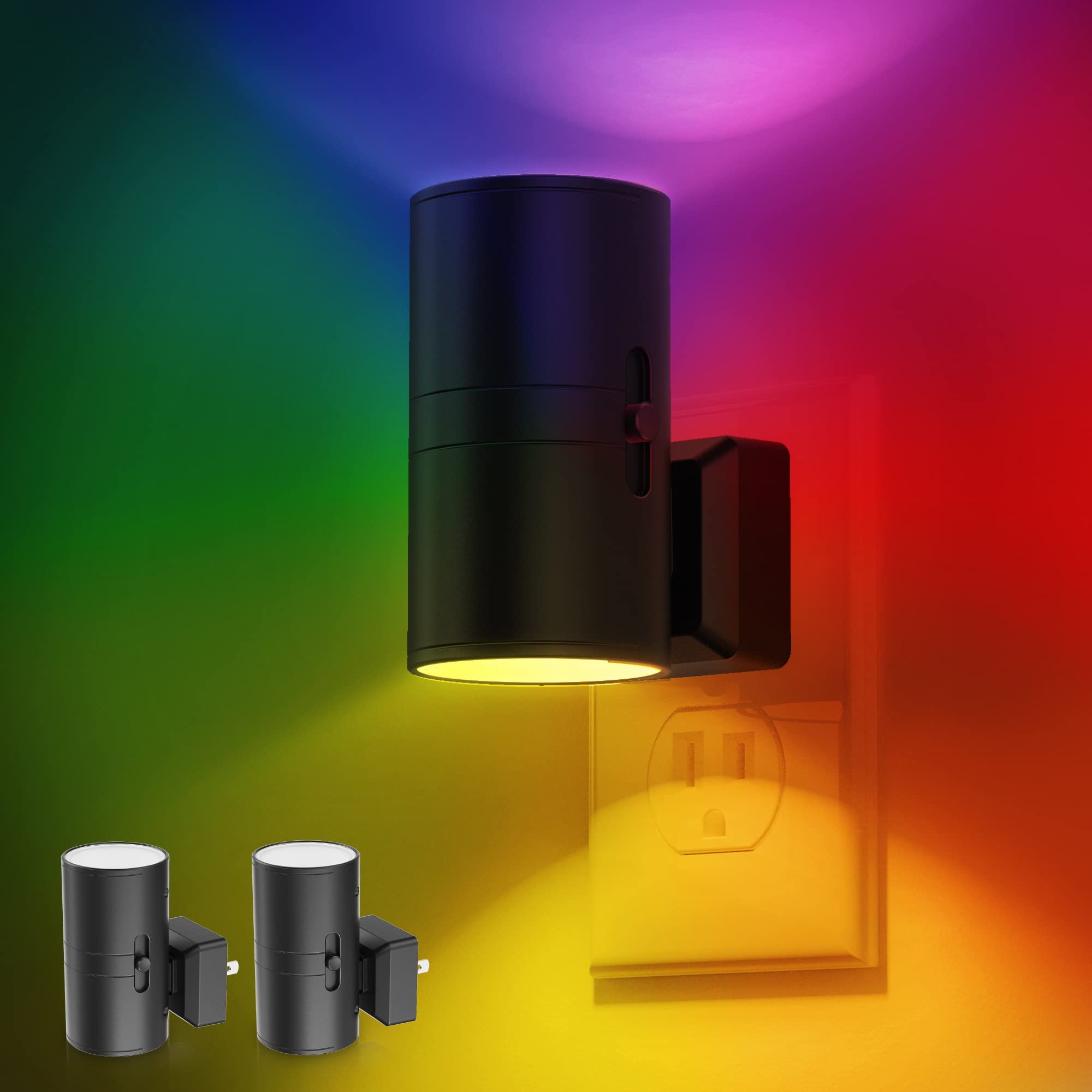 L LOHAS LED Night Light, Night Lights Plug into Wall, Color Changing Nightlight RGB with Light Sensor, Home Decor for Kids Gifts, Halloween, Christmas, Holiday, Hallway Bedroom Kids’ Room, 2 Pack - Product Image