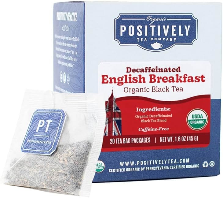 Organic Positively Tea Company, Decaf English Breakfast Black Tea Bags, 20 Count - Product Image