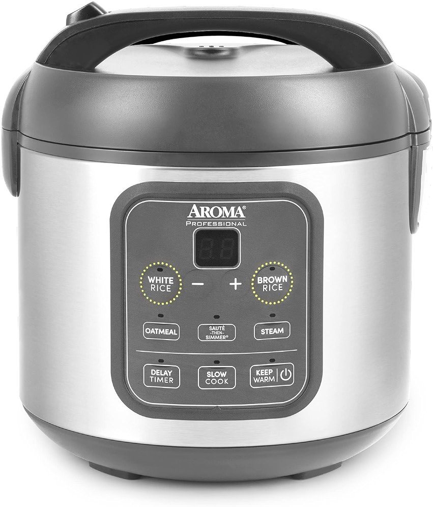 AROMA Professional Digital Rice Cooker, Multicooker, 4-Cup (Uncooked) / 8-Cup (Cooked), Steamer, Slow Cooker, Grain Cooker, 2Qt, Stainless Steel Exterior, ARC-994SG - Product Image