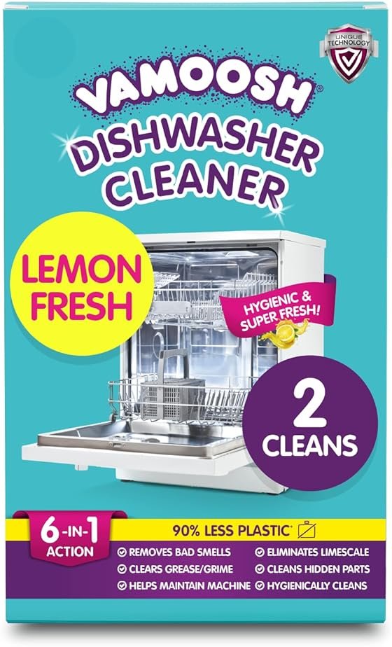 Vamoosh 6-in-1 Dishwasher Cleaner | Natural Citric Acid Cleaning Formula | Limescale Removal | Grease Elimination | Eco-Friendly | Made in the UK | 50g (Pack of 2) - Product Image