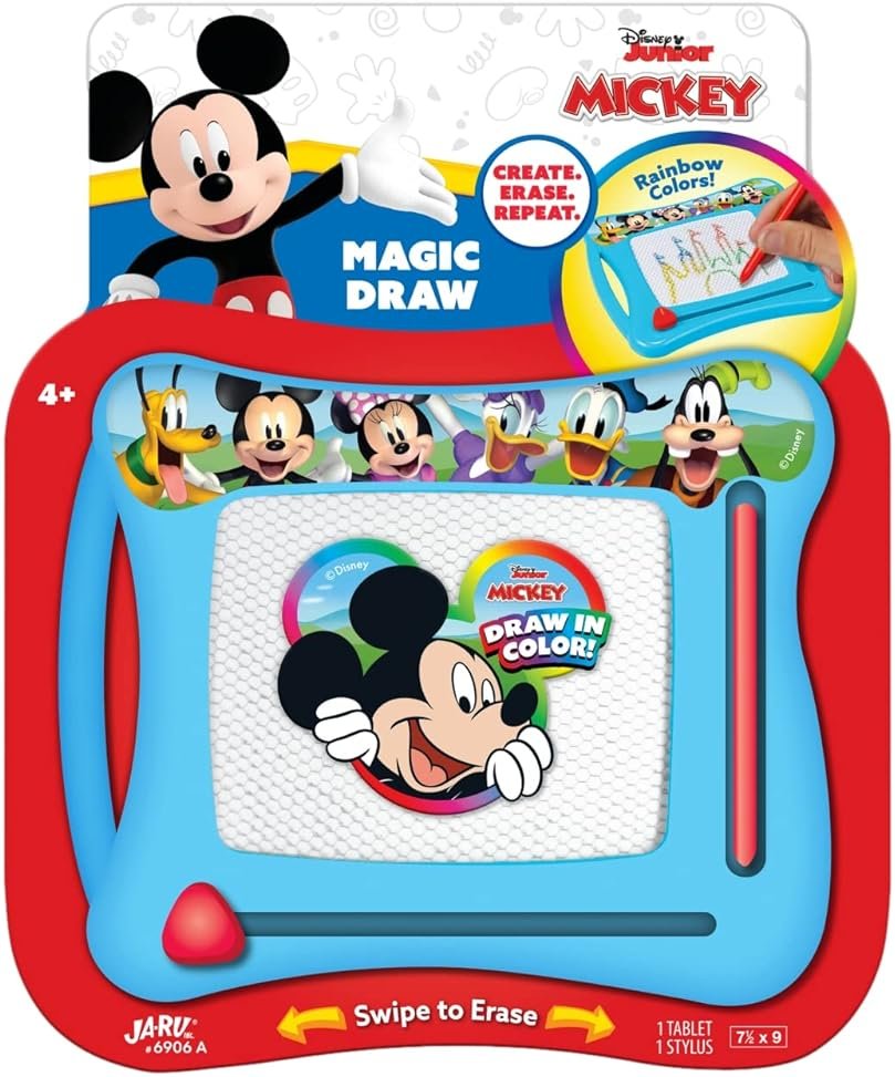 JA-RU Disney Mickey Mouse Magic Magnetic Drawing Board (1 Toy) Draw, Sketch & Doodle Tablet for Kids, Boys & Girls. Car Trip Game & Activity Travel Toys. Mess-Free Educational Learning Pad. A-6906-1s - Product Image