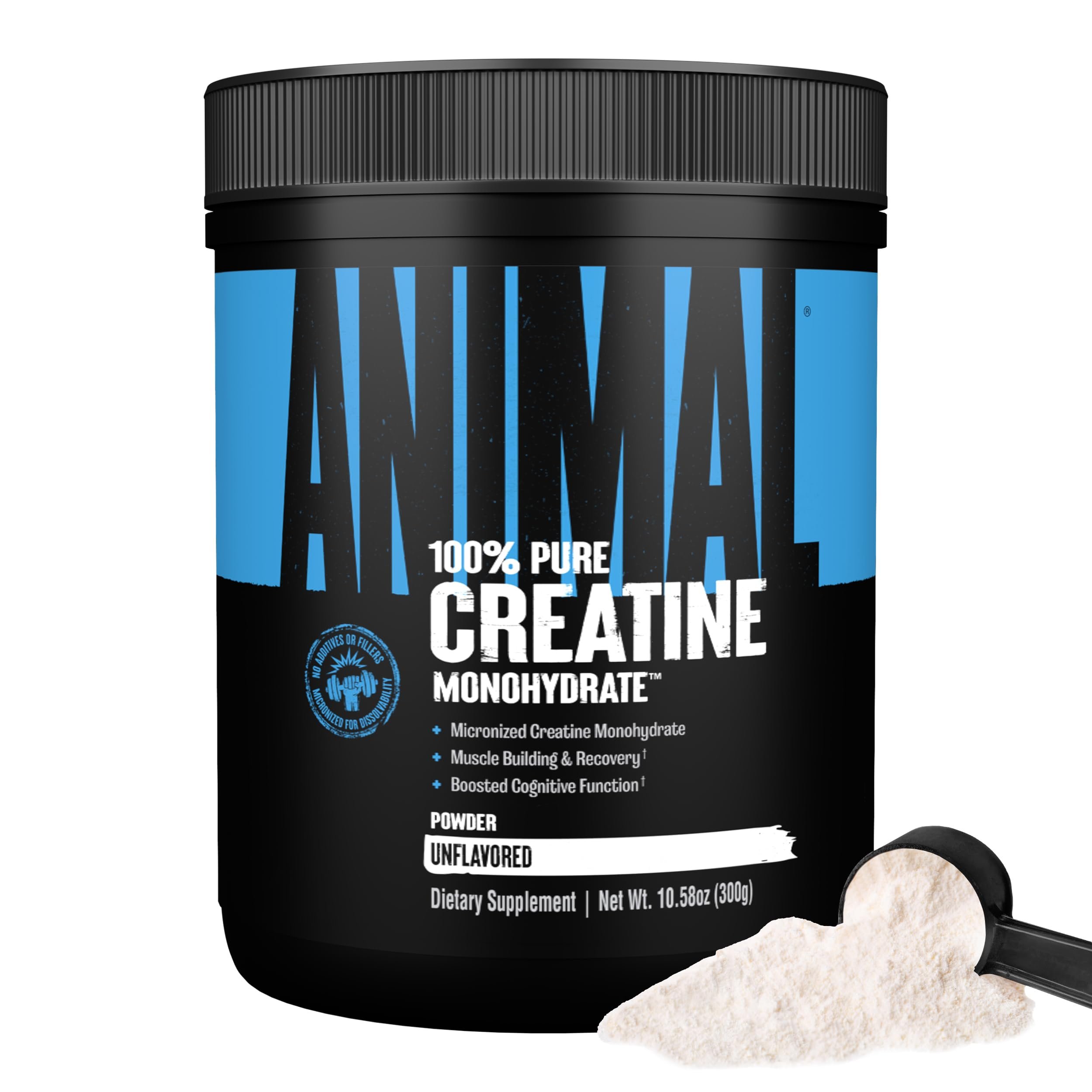 Animal Creatine Monohydrate Powder — Micronized for Muscle Recovery, Cellular Energy, and Daily Wellness — for Men and Women — Unflavored 300g - Product Image