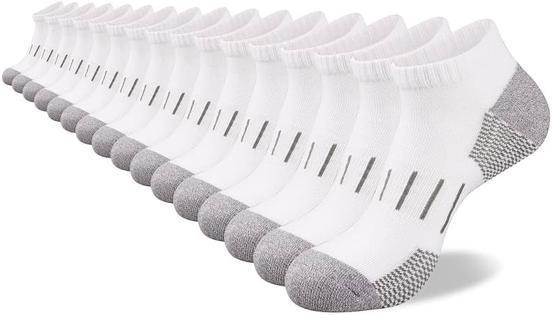 Heatuff 8 Pairs Men's Athletic Ankle Socks Cushioned Moisture Wicking Running Low Cut Sports Socks (Shoe Size 13-16) - Product Image