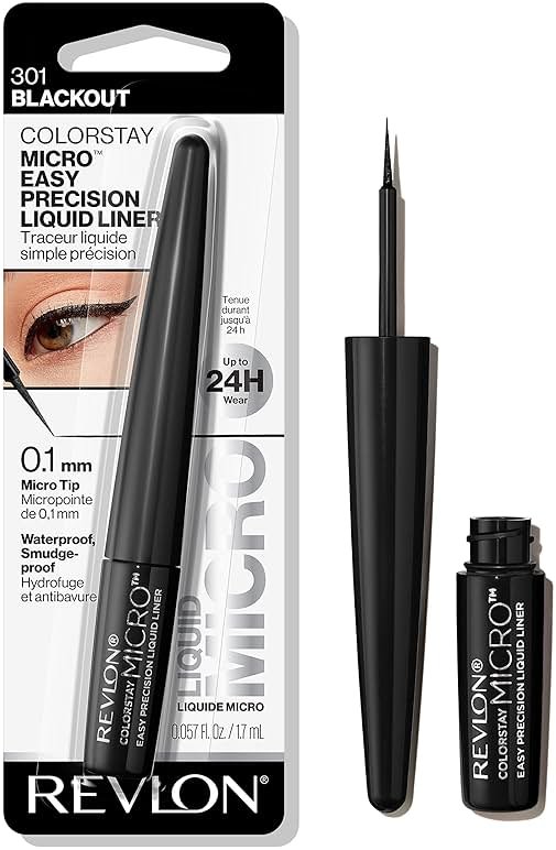 REVLON ColorStay Micro Easy Precision Liquid Eyeliner, Waterproof, Smudgeproof, Longwearing with Felt Tip Applicator, 301 Blackout, 0.057 fl oz - Product Image