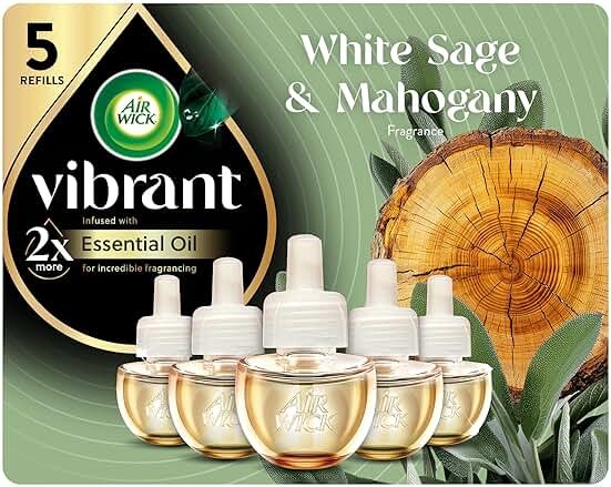 Air Wick Plug in Scented Oil Refill, 5ct, White Sage & Mahogany, Air Freshener, Essential Oils - Product Image