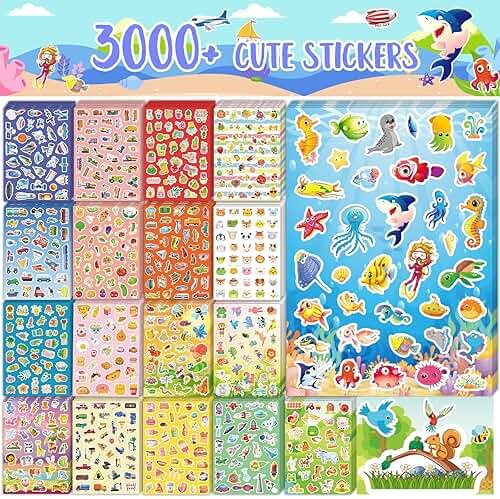 3000+PCS Kids Stickers for Water Bottles, 18 Themes with Cars Food Trucks Plant, Animal Stickers for Toddlers Students Teachers Adults Parent, Cute Stickers for Journaling Gift Laptop Phone - Product Image
