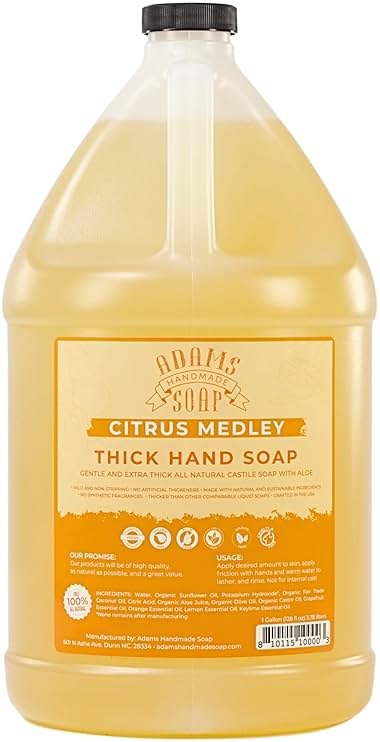 Adams Handmade Soap Thick Organic Castile Liquid Hand Soap 1 Gallon Refill - Citrus Medley - Product Image