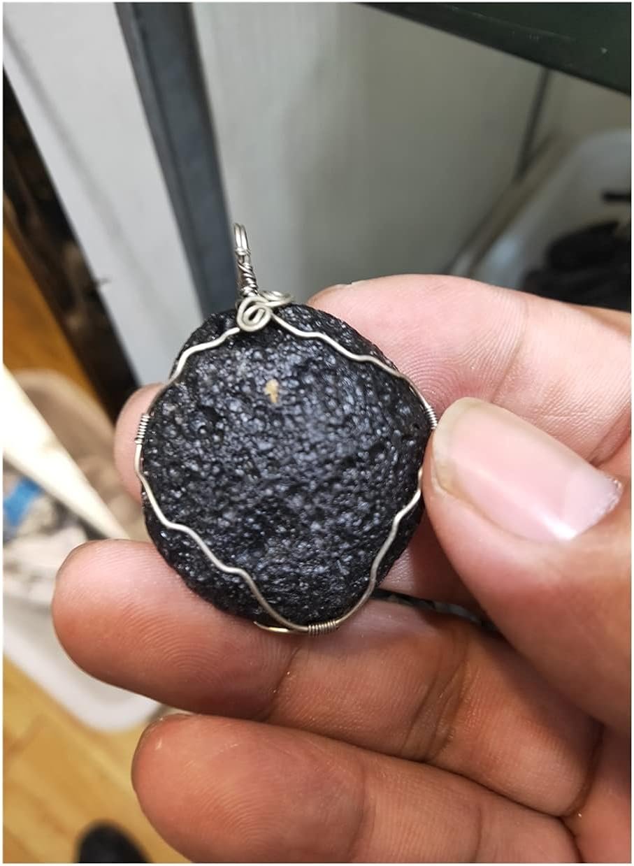 WGPHD Health & Household Genuine Small Black Meteorite Glass Meteorite Czech Meteorite Necklace Pendant - Product Image